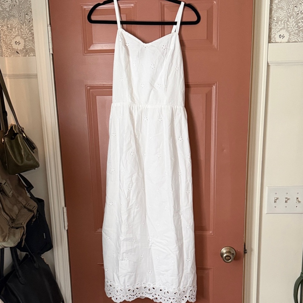 Old Navy White Eyelet Midi Dress with Spaghetti Straps NWT
